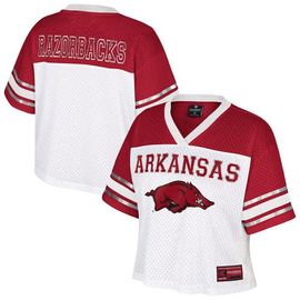 COLOSSEUM Women's Colosseum White Arkansas Razorbacks Treasure Cropped Football Jersey 