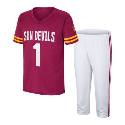COLOSSEUM Youth Colosseum Maroon/White Arizona State Sun Devils Football Jersey and Pants Set 