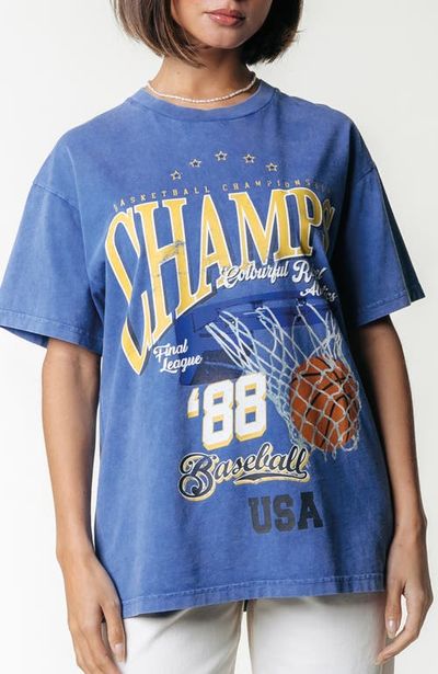 Colourful Rebel Colourful Rebel Champions Acid Wash Loosefit Tee