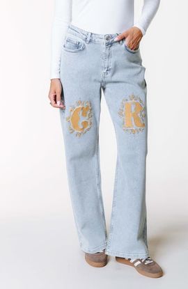 Colourful Rebel Colourful Rebel Gaias CR Logo High Rise Straight Leg Denim Pants
