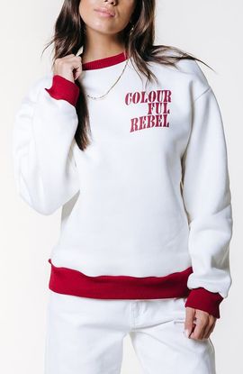 Colourful Rebel Colourful Rebel Logo Contrast Rib Dropped Shoulder Sweat