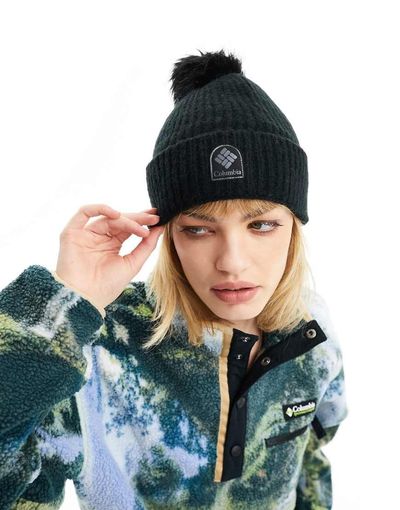 Columbia Columbia Winter Blur pom pom beanie in black