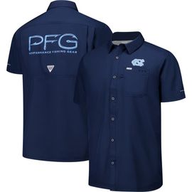 Columbia Men's Columbia Navy North Carolina Tar Heels PFG Slack Tide™ Omni-Shade™ Button-Up Camp Shirt 
