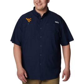 Columbia Men's Columbia Navy West Virginia Mountaineers Big & Tall Tamiami Omni-Shade Button-Down Shirt 