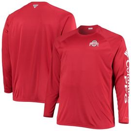 Columbia Men's Columbia Scarlet Ohio State Buckeyes Big & Tall Terminal Tackle Raglan Omni-Shade Long Sleeve T-Shirt 