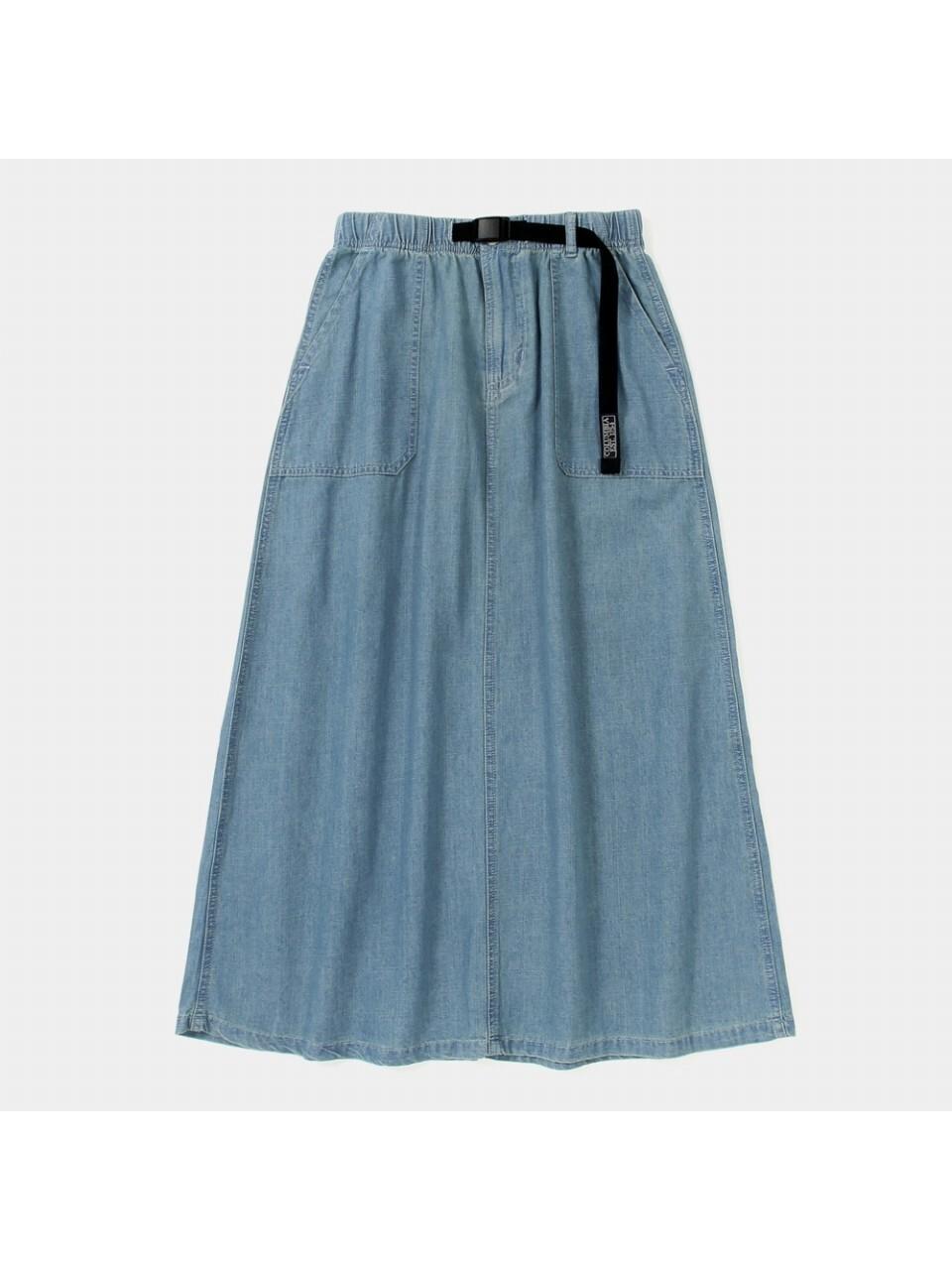 Columbia University COLUMBIA TRAJAN LABEL BELTED DENIM LONG SKIRT [Light Denim]