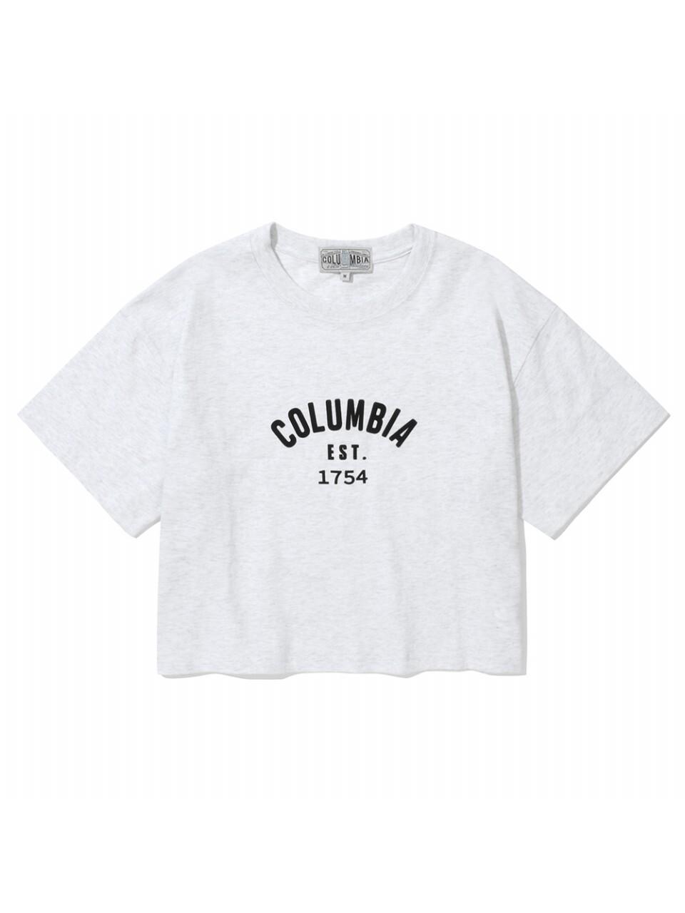 Columbia University CU 1754 Arch Logo Cropped T-Shirt - Light Gray