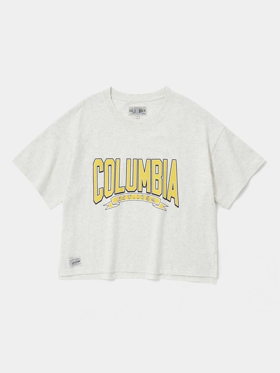 Columbia University CU 80S VINTAGE CRACK LOGO WOMEN SHORT SLEEVE T-SHIRTS [LIGHT BROWN]