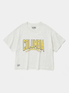 Columbia University CU 80S VINTAGE CRACK LOGO WOMEN SHORT SLEEVE T-SHIRTS [LIGHT BROWN]