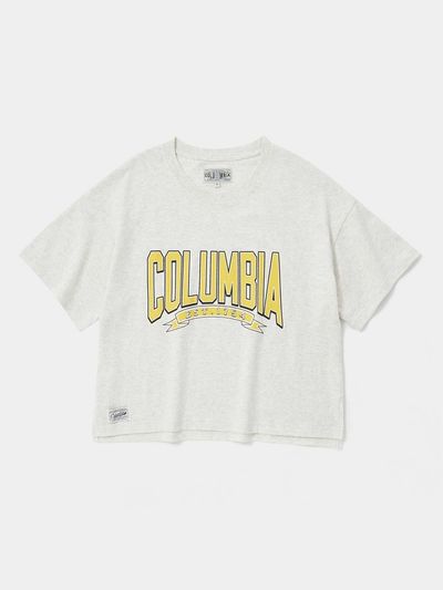 Columbia University CU 80S VINTAGE CRACK LOGO WOMEN SHORT SLEEVE T-SHIRTS [LIGHT BROWN]