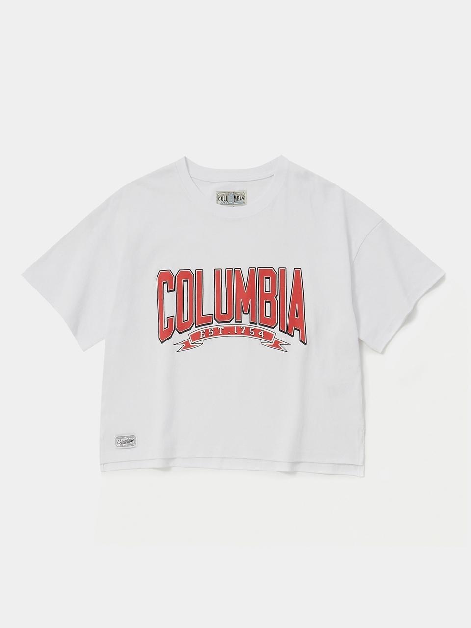 Columbia University CU 80S VINTAGE CRACK LOGO WOMEN SHORT SLEEVE T-SHIRTS [WHITE]