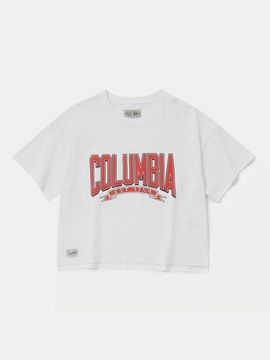 Columbia University CU 80S VINTAGE CRACK LOGO WOMEN SHORT SLEEVE T-SHIRTS [WHITE]
