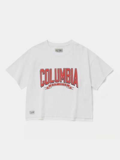 Columbia University CU 80S VINTAGE CRACK LOGO WOMEN SHORT SLEEVE T-SHIRTS [WHITE]