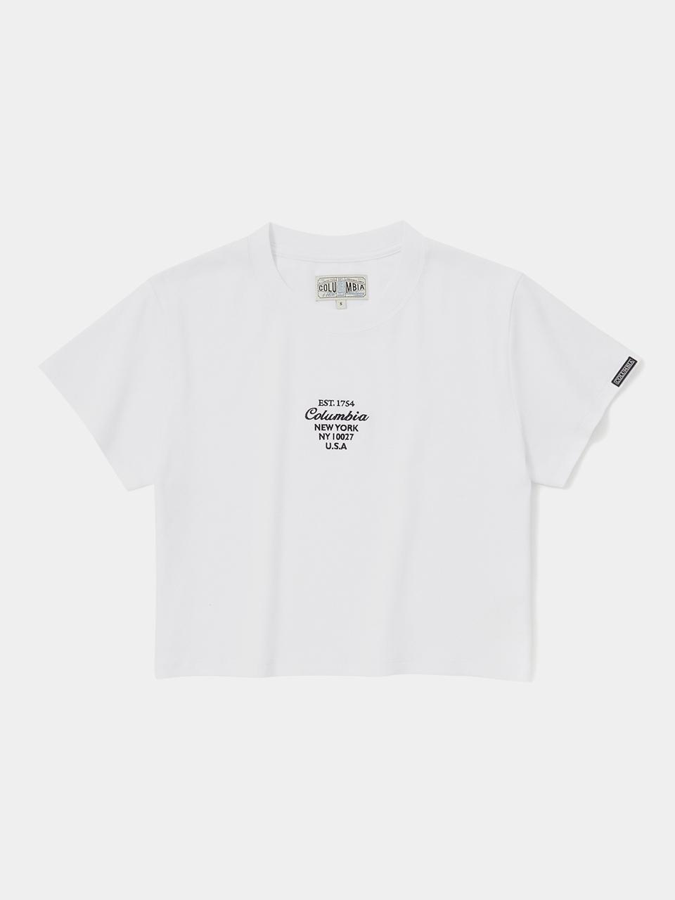 Columbia University CU BIG SCRIPT CROP SHORT SLEEVE T-SHIRTS [WHITE]
