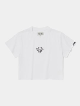 Columbia University CU BIG SCRIPT CROP SHORT SLEEVE T-SHIRTS [WHITE]