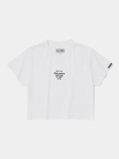 Columbia University CU BIG SCRIPT CROP SHORT SLEEVE T-SHIRTS [WHITE]