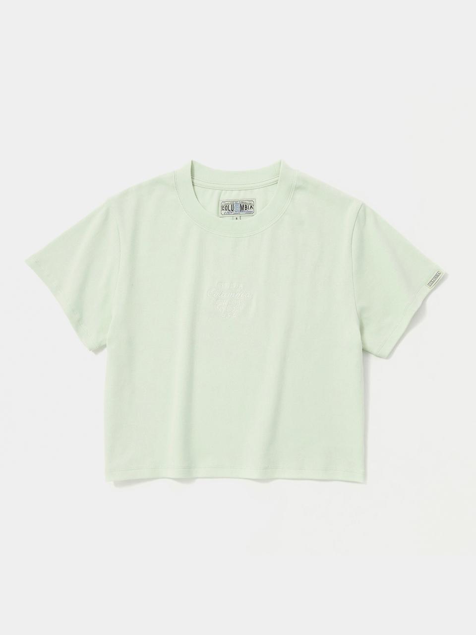 Columbia University CU BIG SCRIPT WOMEN CROP SHORT SLEEVE T-SHIRTS [DUST GREEN]