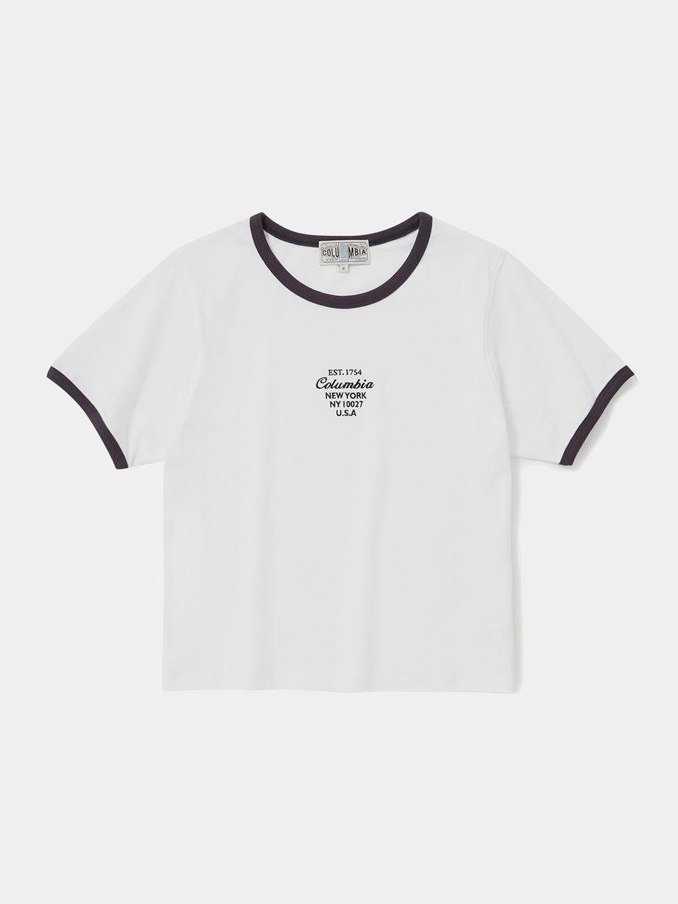 Columbia University CU BIG SCRIPT WOMEN SHORT SLEEVE RINGER T-SHIRT [WHITE]
