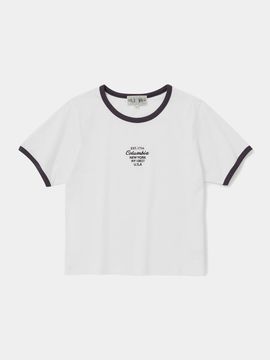 Columbia University CU BIG SCRIPT WOMEN SHORT SLEEVE RINGER T-SHIRT [WHITE]