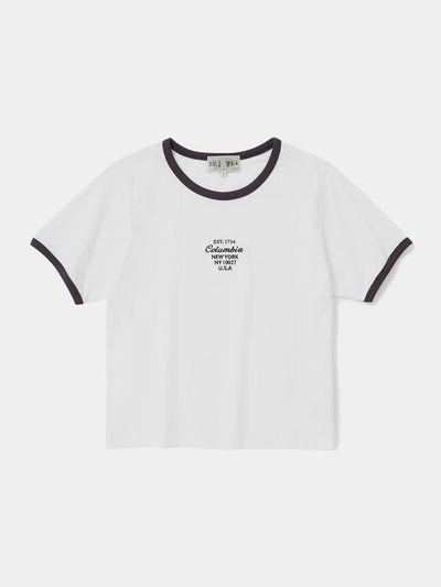 Columbia University CU BIG SCRIPT WOMEN SHORT SLEEVE RINGER T-SHIRT [WHITE]