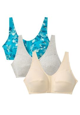 Comfort Choice Comfort Choice 3 Pack Front Close Cotton Wireless Bra (plus)