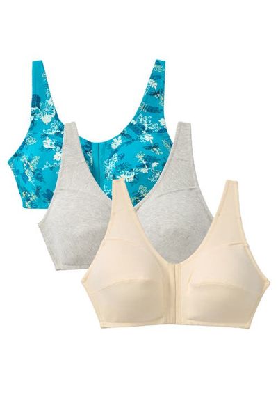Comfort Choice Comfort Choice 3 Pack Front Close Cotton Wireless Bra (plus)