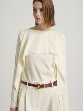 comgen Detachable Scarf Boat Neck Long Sleeve Cotton T-shirt (NAFS1-WKL020_120)