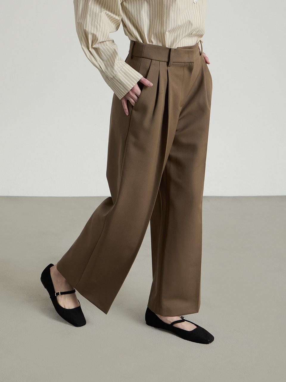 comgen Double Pleated Wide T/R Pants (NAFS1-WPL040_840)