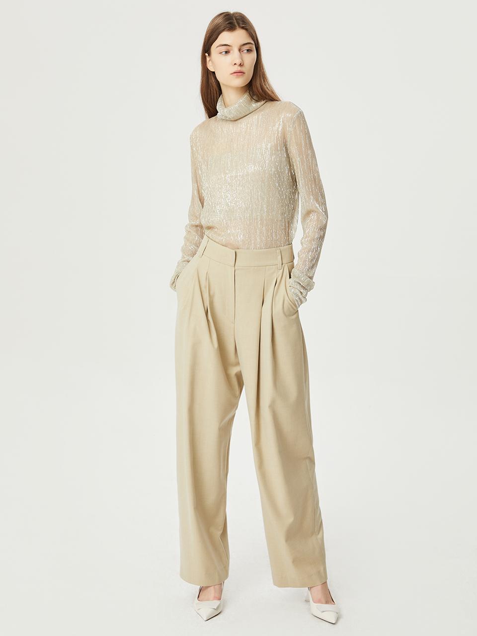 comgen High Neck Pleated Sheer Blouse NAES1-WRC020130
