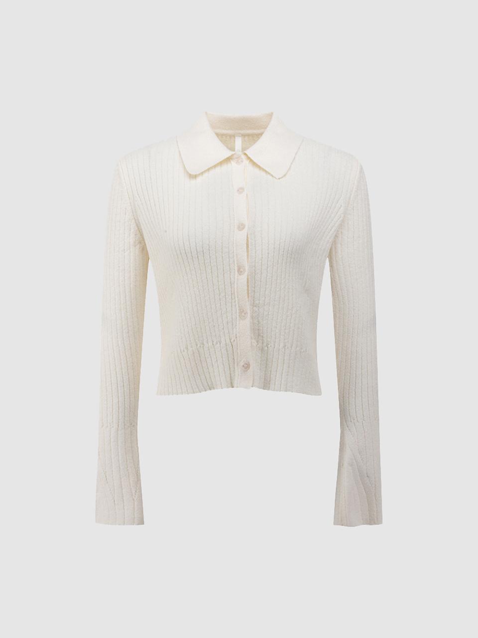 comgen Knit Shirt Collar Cardigan