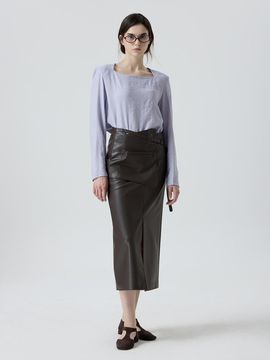 comgen leather belt H line skirt NAEF7 WQS080_310