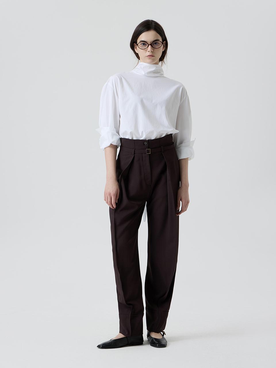 comgen One Tuck Belted Turn-Up Pants NAEF8 - WPL260 450