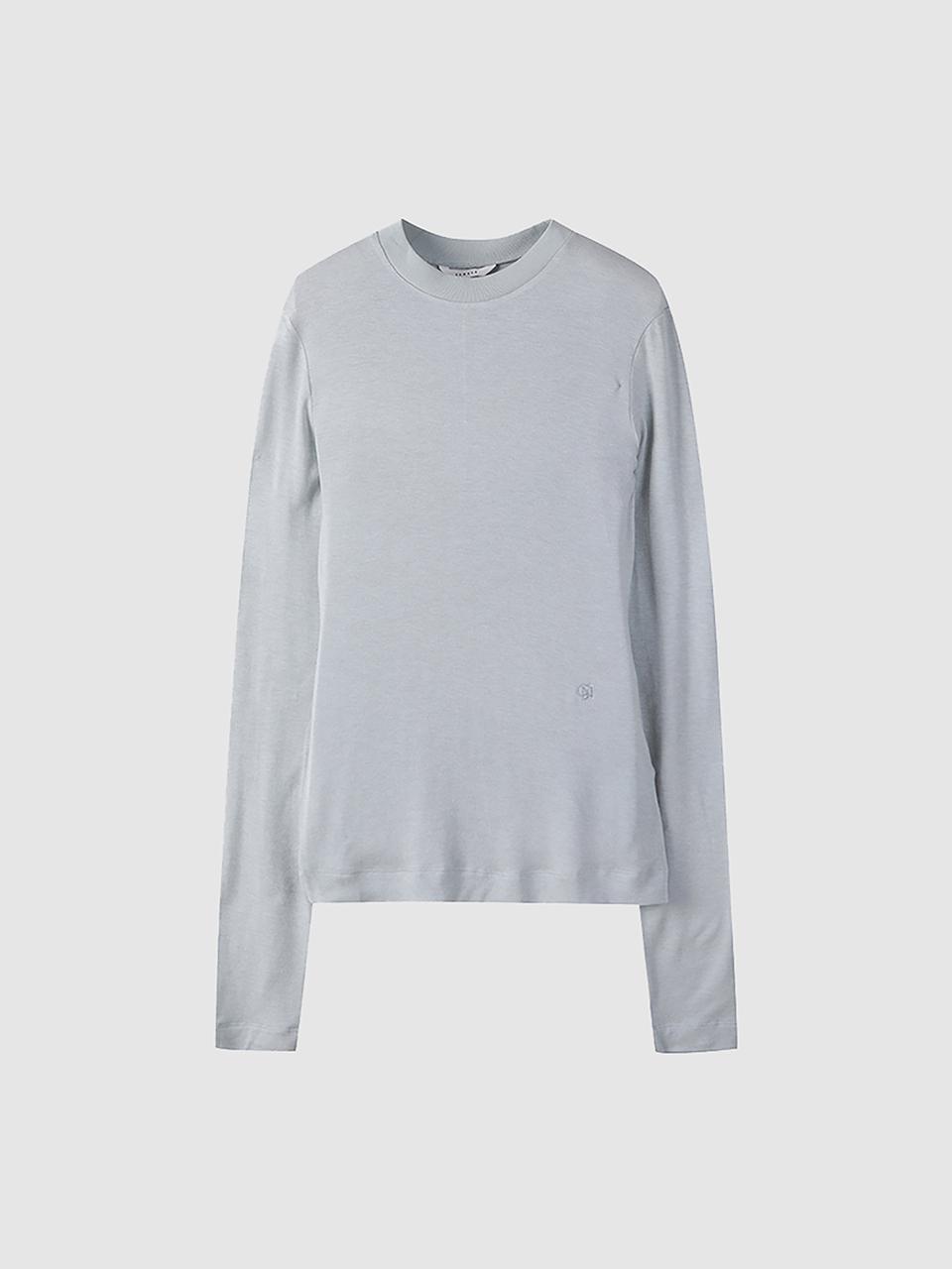 comgen Rib Neck Long Sleeve Embroidered T-Shirt  NAES1-WKL010420