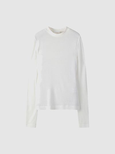 comgen Rib Neck Long Sleeve Embroidered T-Shirt NAES1-WKL010100