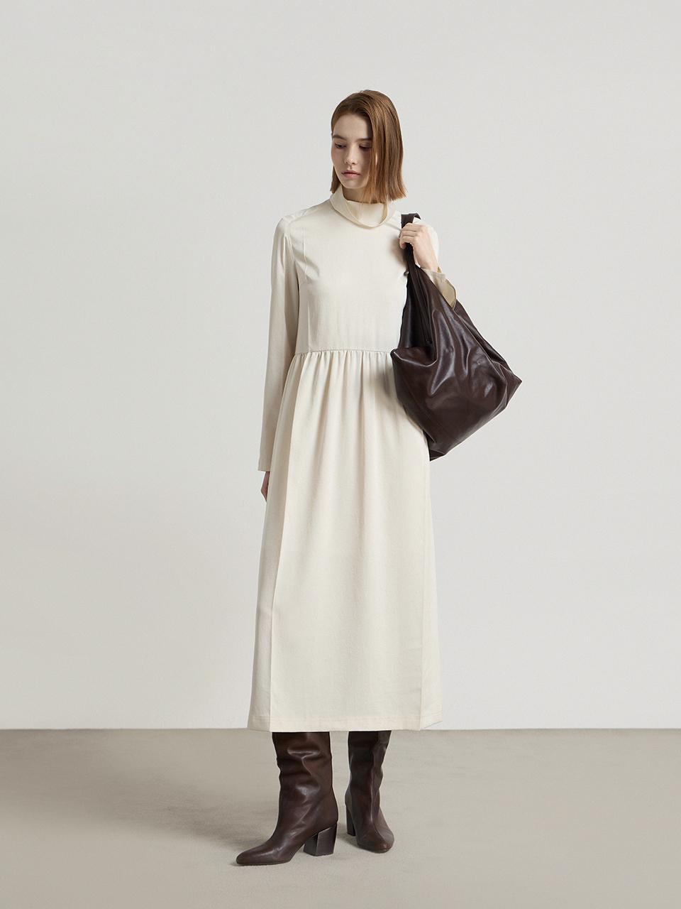 comgen Silky High-Neck Pleated Long Dress (NAFS1-WOP080_120)