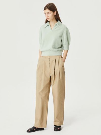 comgen Two-Tuck Wide Fit Cotton Pants NAES2-WPL070150