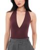 Commando Commando Ballet Deep Plunge Halter Thong Bodysuit Raisin One - 1