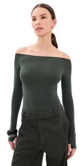 Commando Commando Ballet Off Shoulder Thong Bodysuit with Thumbholes Hazel One