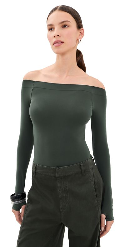 Commando Commando Ballet Off Shoulder Thong Bodysuit with Thumbholes Hazel One
