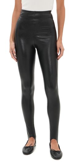 Commando Commando Faux Leather Stirrup Leggings Black
