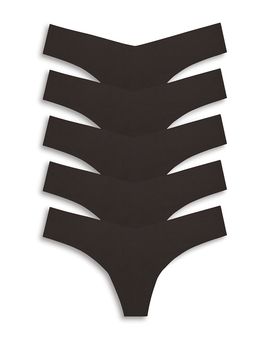 Commando Commando Raw Cut Black Thong, Pack of 5