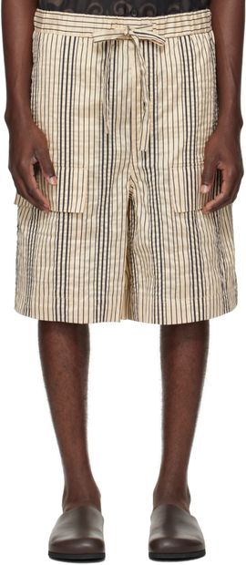 COMMAS COMMAS Beige Rope Stripe Pocket Shorts