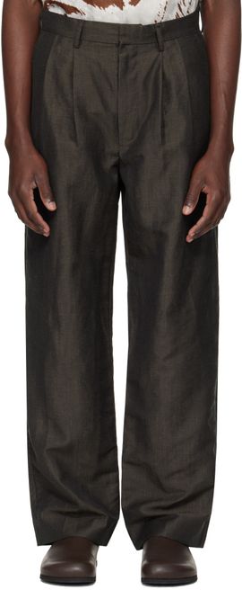 COMMAS COMMAS Brown Wool Linen Tailored Trousers