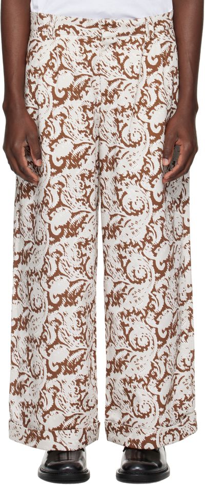 COMMAS COMMAS Gray & Brown Paisley Print Trousers