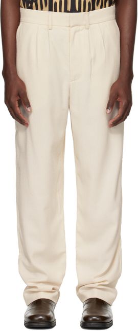 COMMAS COMMAS Off-White Textured Tailored Trousers