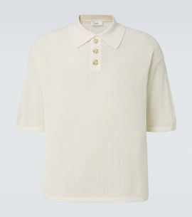 Commas Commas Open-knit cotton-blend polo sweater