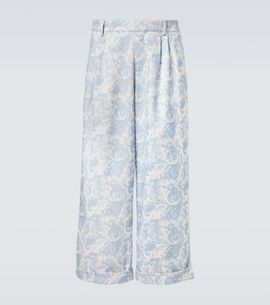 Commas Commas Printed cotton-blend wide-leg pants