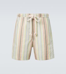 Commas Commas Striped hemp and cotton Bermuda shorts