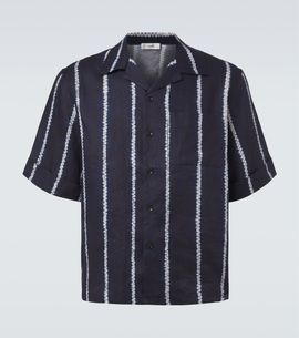 Commas Commas Striped linen bowling shirt