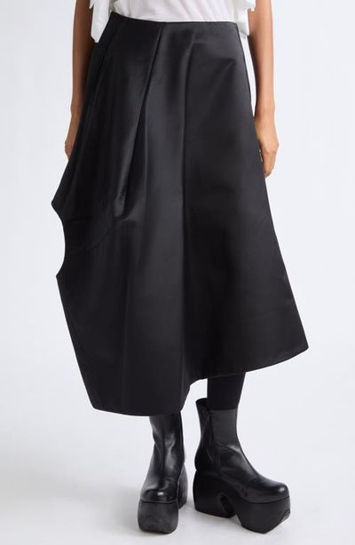 Comme des Garçons Comme des Garçons Asymmetrical Draped Satin Midi Skirt